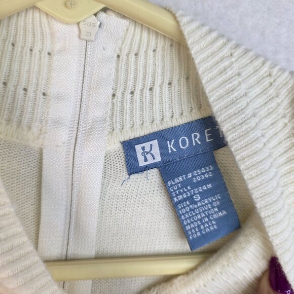 Koret Beaded Knit Sweater Small Mock Neck Back Zipper Coastal Classiccore Luxury - Picture 6 of 9